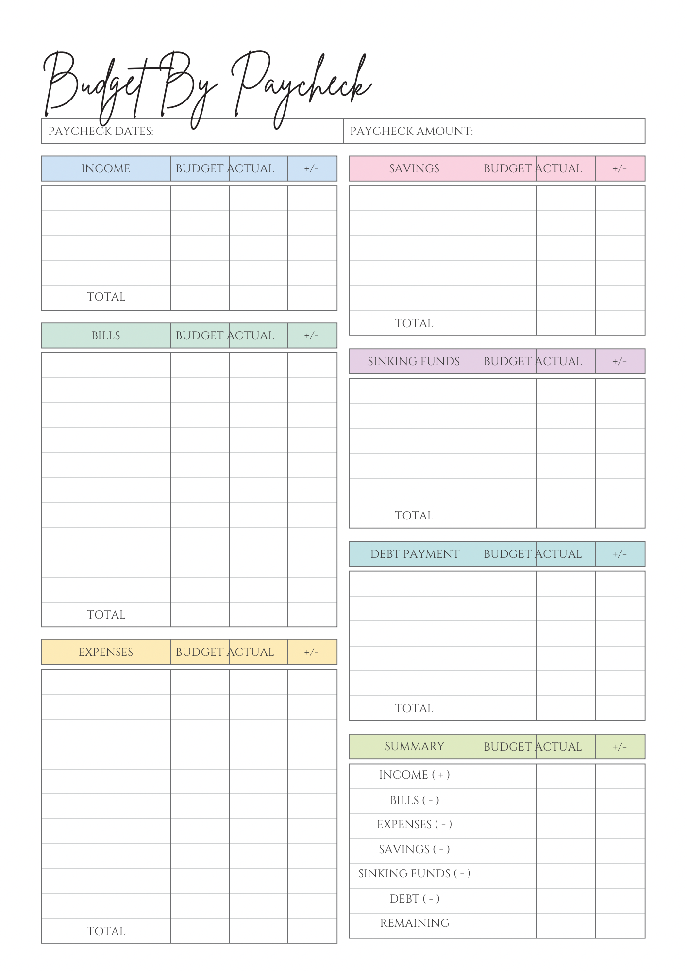 Free Budget Template
