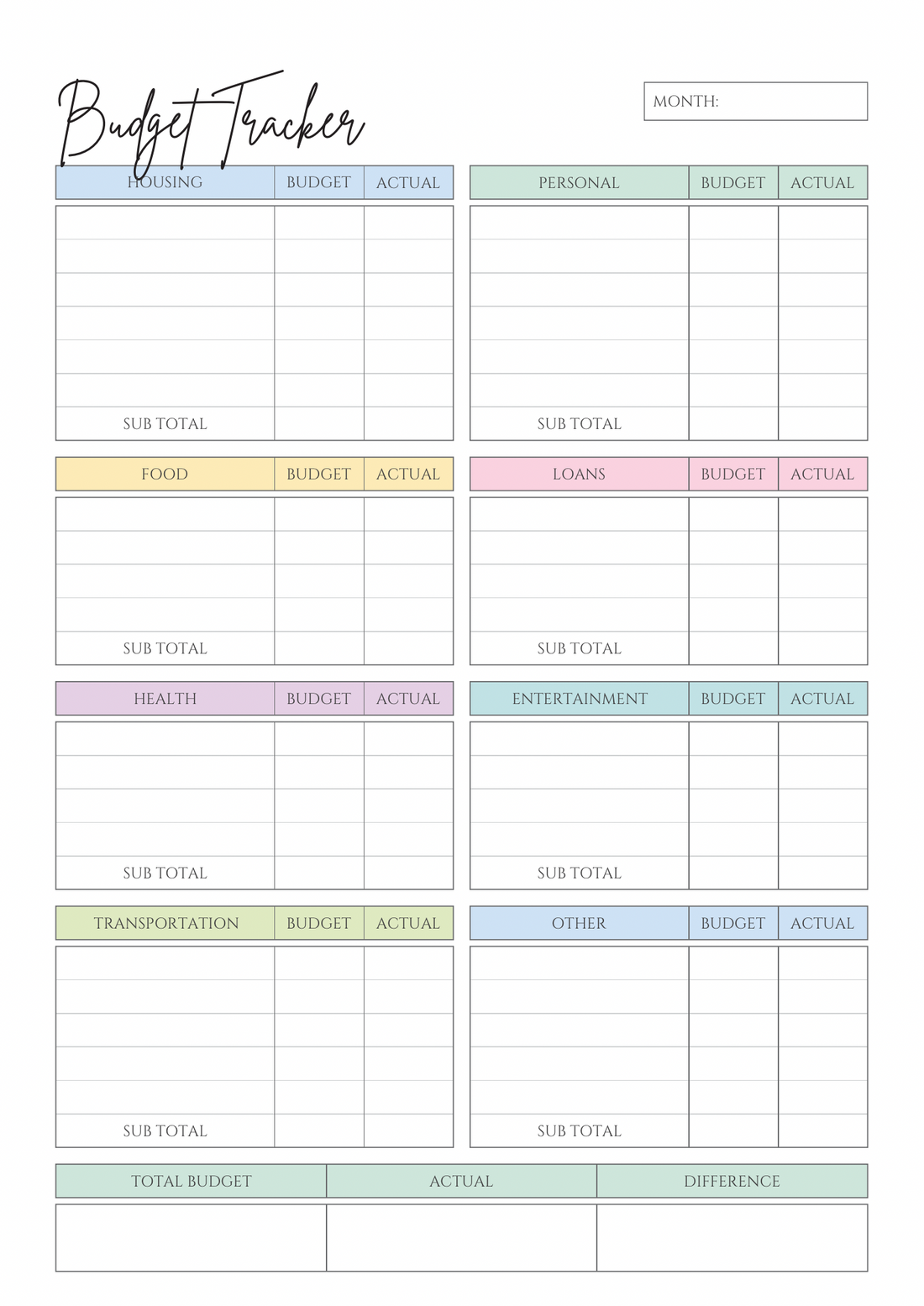 Free Budget Template